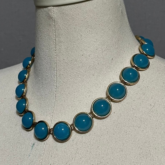 SOLD❌❌❌Blue & Gold Circle Statement Necklace Sz-One Size - Picture 4 of 5